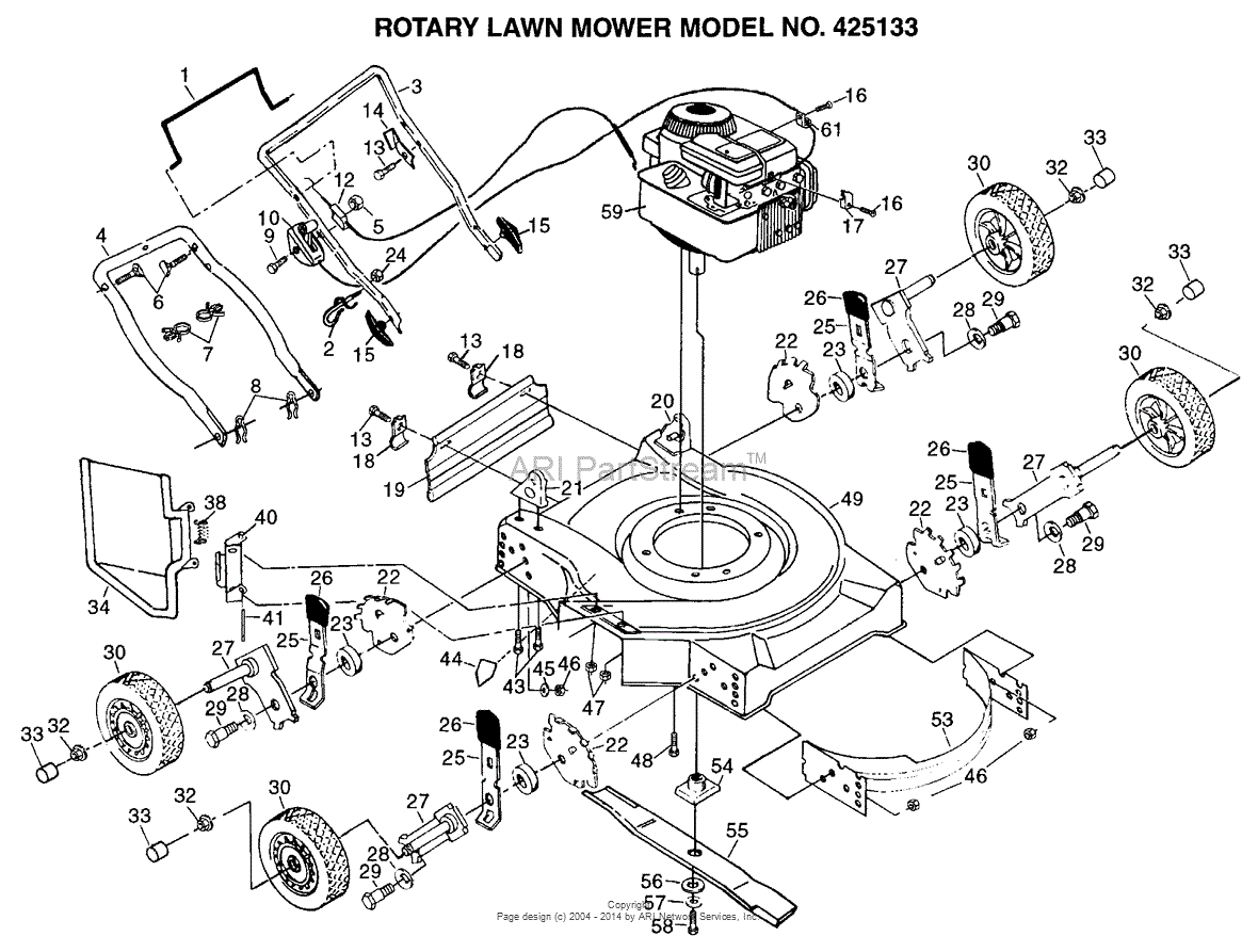 AYP/Electrolux 425133 (1996) Parts Diagram for ROTARY LAWN MOWER