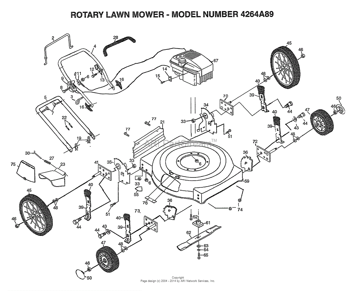 AYP/Electrolux 4264A89 (1998) Parts Diagram for ROTARY LAWN MOWER