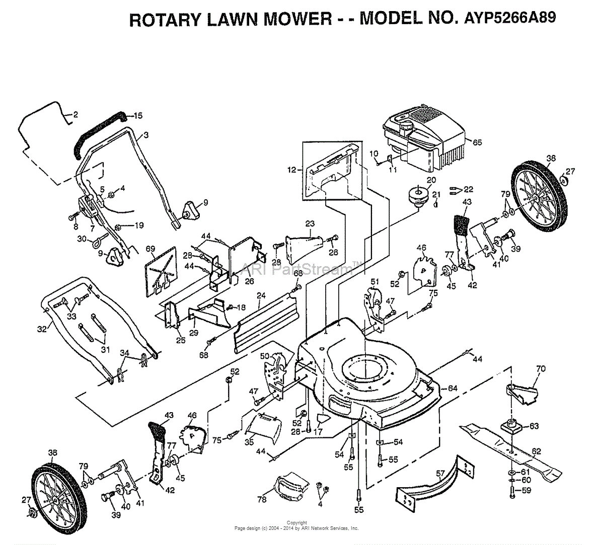 AYP/Electrolux 5266A89 (1998) Parts Diagram for ROTARY LAWN MOWER