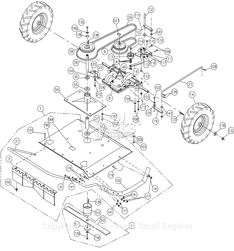 Billy Goat BC2403HEB Parts Diagram for Transaxle&Blade Deck Assembly