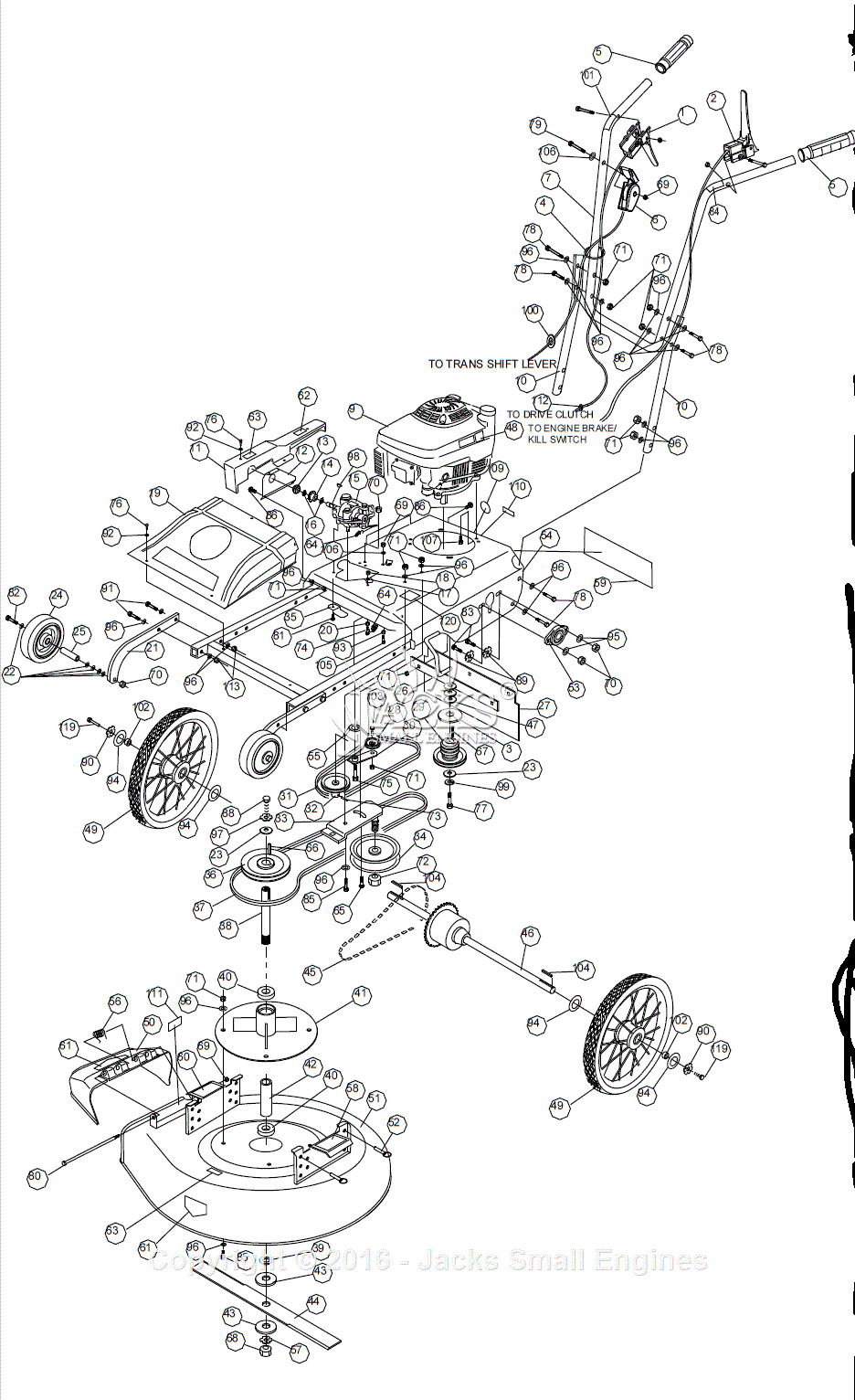 Billy Goat HW651HSP Parts Diagram for Full Assembly