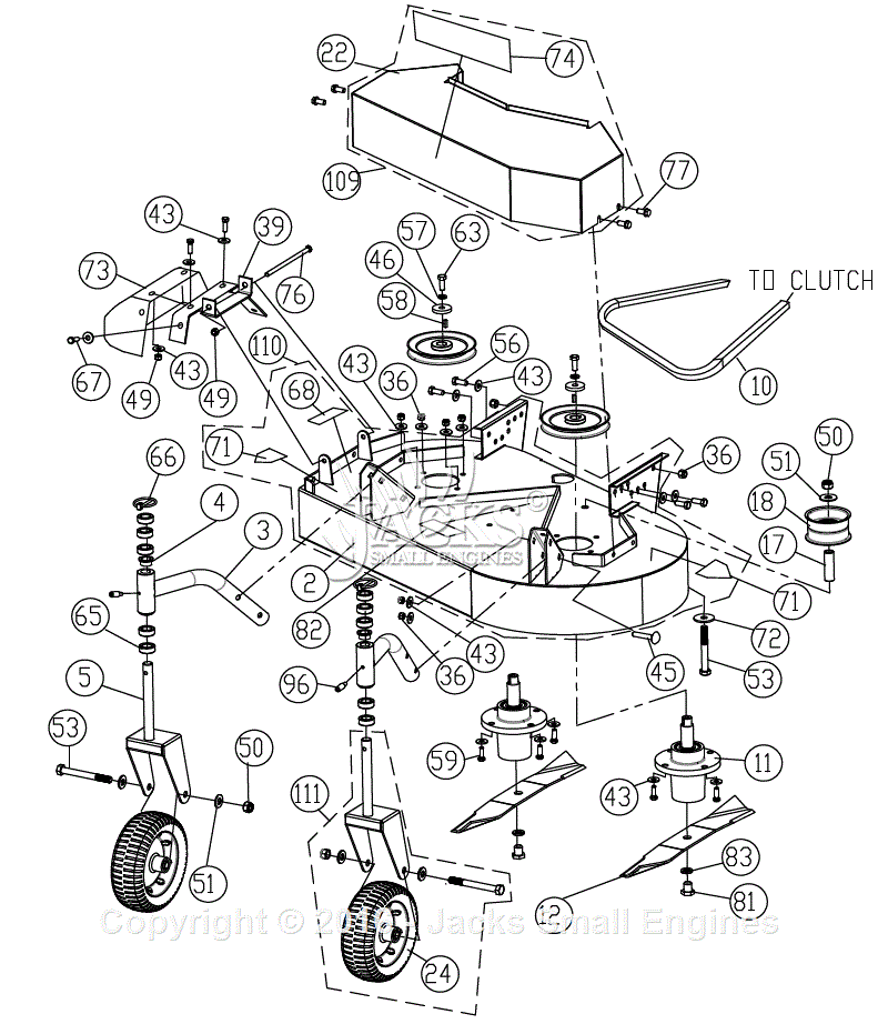 Billy Goat HP3401 Parts Diagram for Deck Assembly