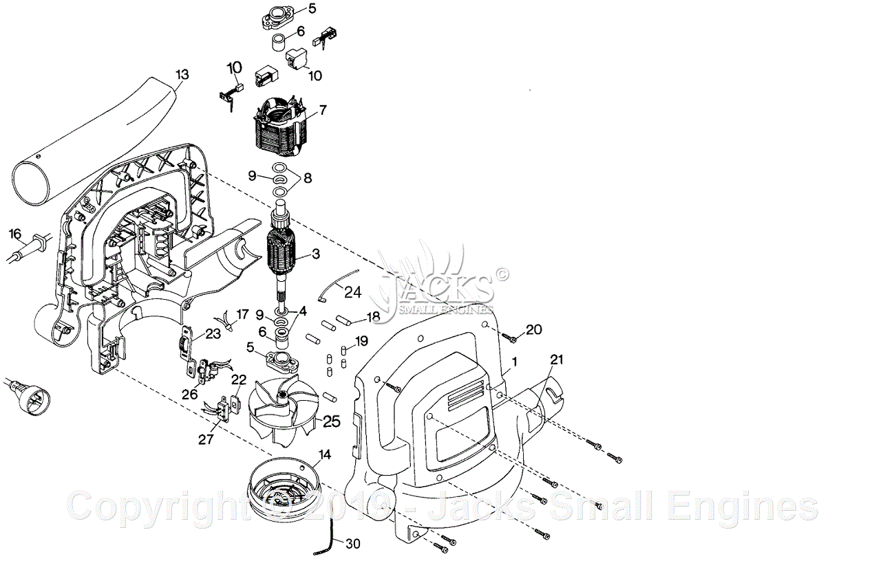 Black Decker 82410 Type 2 Parts Diagram for Blower Vacuum