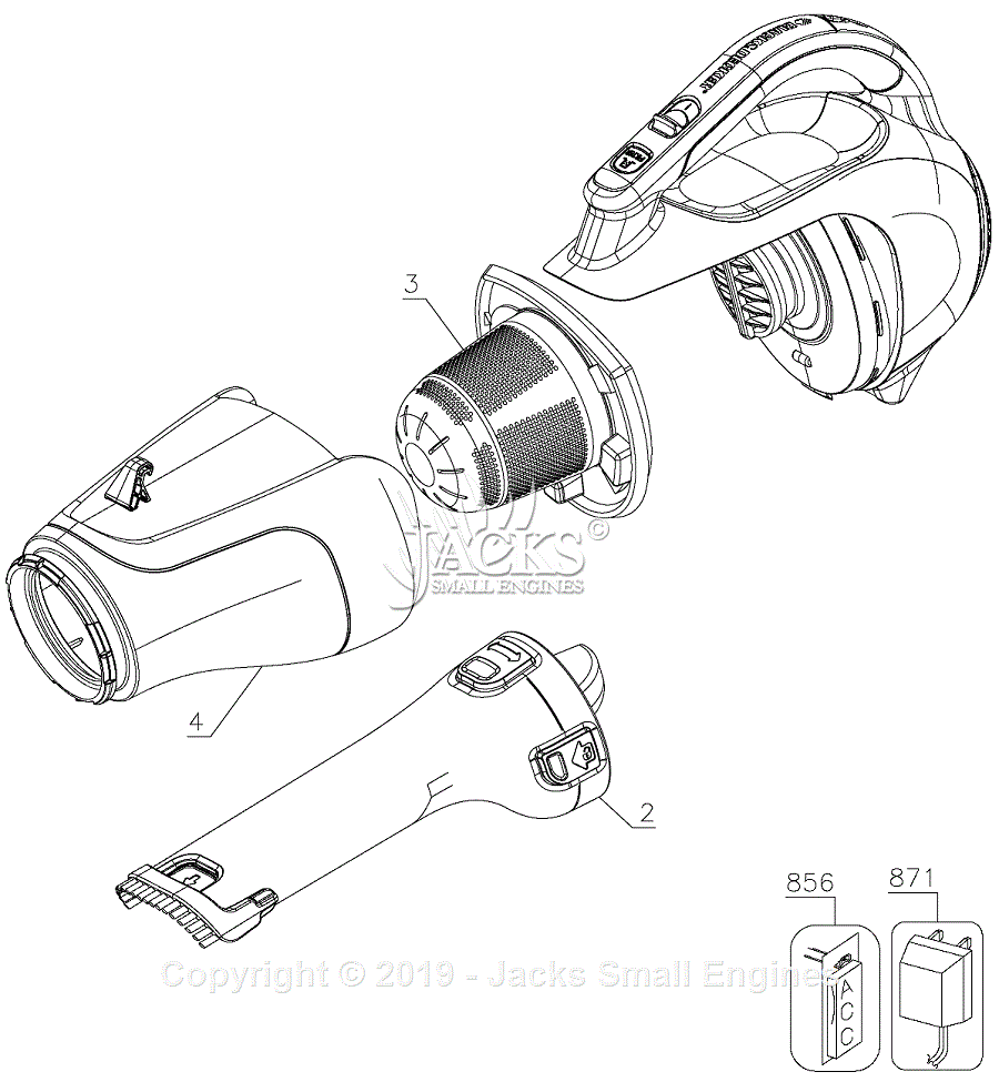 Black & Decker BDH2000L Type 1 Parts Diagram for Vacuum
