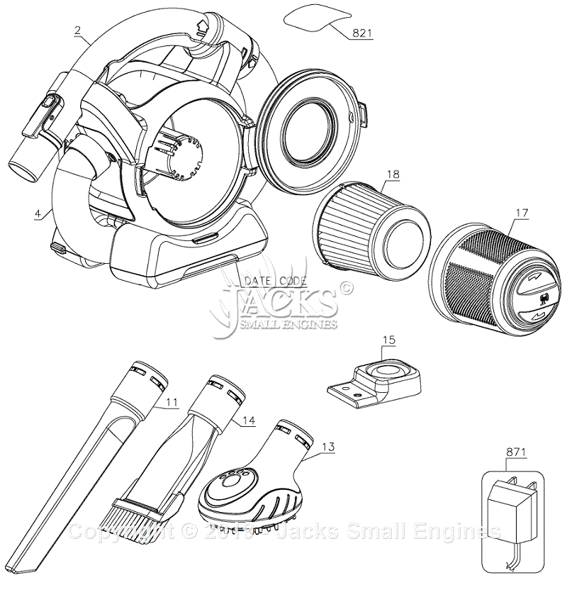 Black & Decker BDH2020FL Parts Diagram for Vacuum