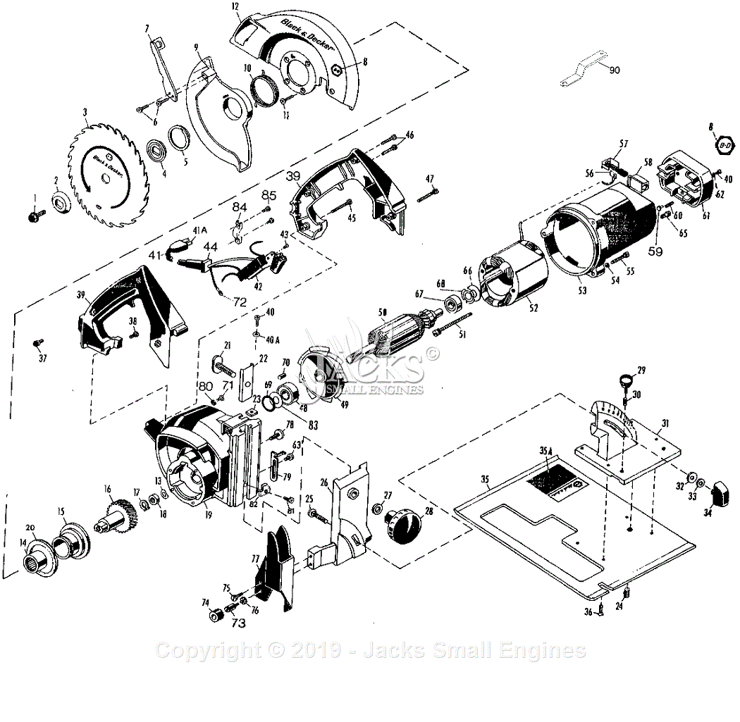 Black Decker 3037 09 type 3 Parts Diagram for Circ Saw