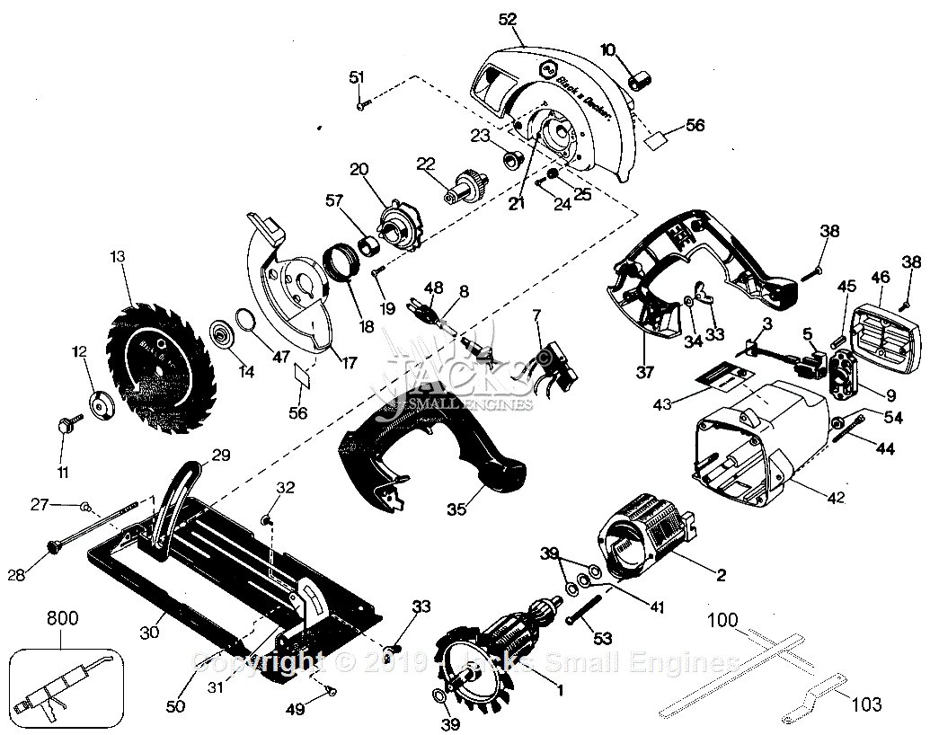 Black Decker 7308 type 6 Parts Diagrams