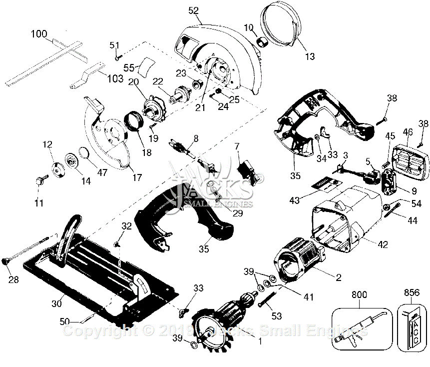 Black Decker 7359 B2 type 1 Parts Diagram for Circ Saw