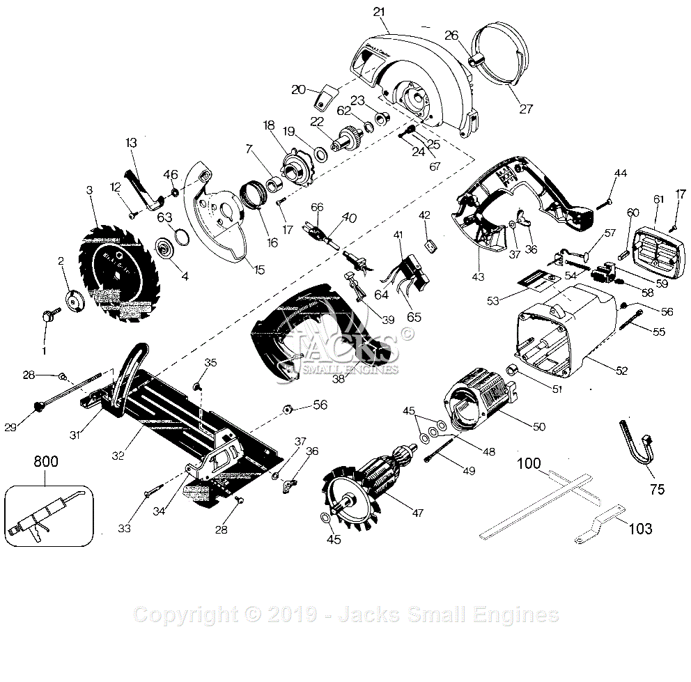 Black Decker 7390 type 1 Parts Diagram for Circ Saw