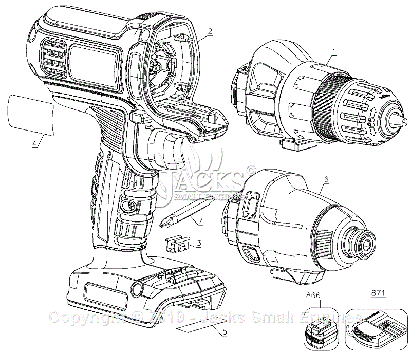 Black and best sale decker driver parts