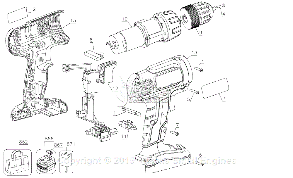 Black Decker GC1200 Part 2 Parts Diagram for Drill