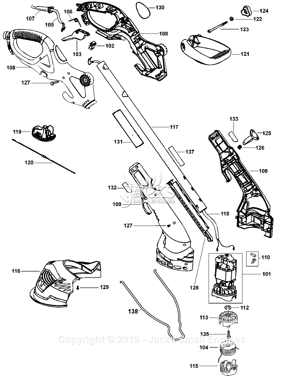 Black & Decker 74528 Type 2 Parts Diagram for Grass Trimmer