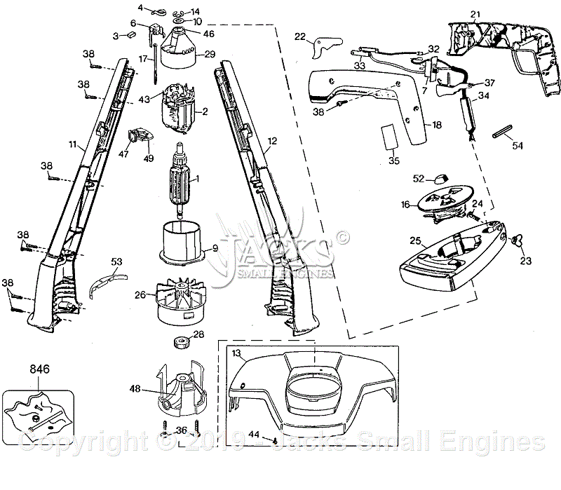 Black & Decker GE800 Type 1 Parts Diagram for Grass Trimmer