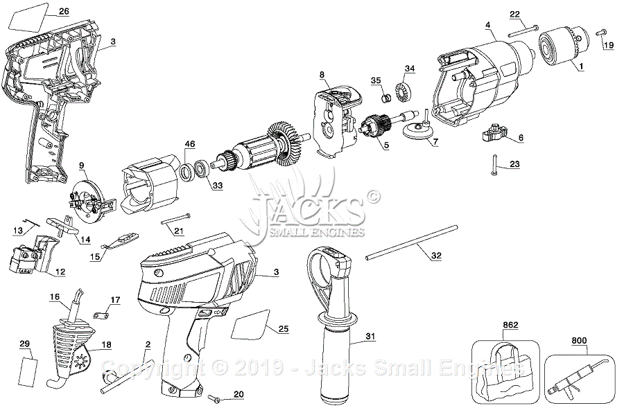 Black & Decker DR650B Type 2 Parts Diagram for Drill