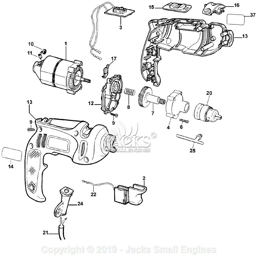 Black Decker KR502 B2 Type 2 Parts Diagram for Drill