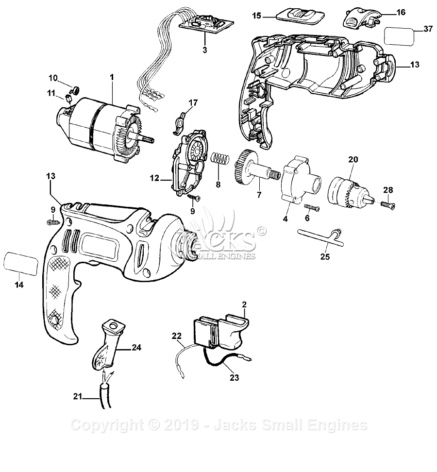 Black & Decker KR510REB2 Type 2 Parts Diagram for Drill