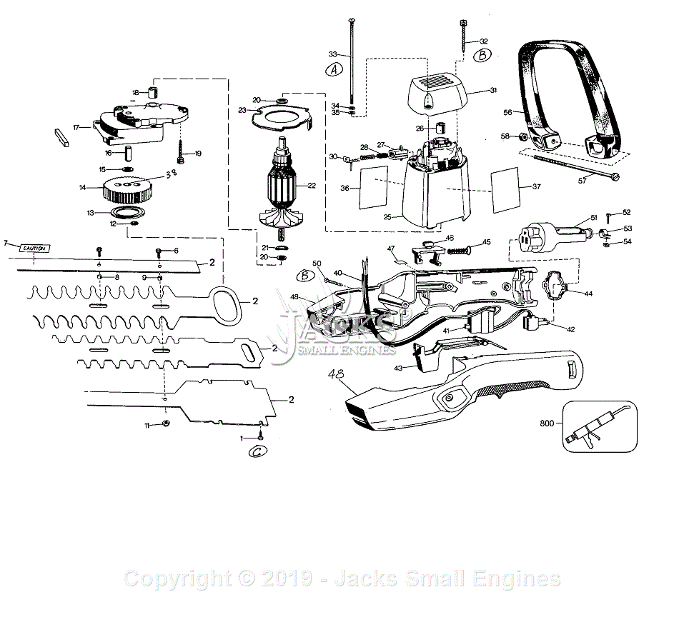 Black Decker 8124 Type 1 Parts Diagram for Hedge Trimmer