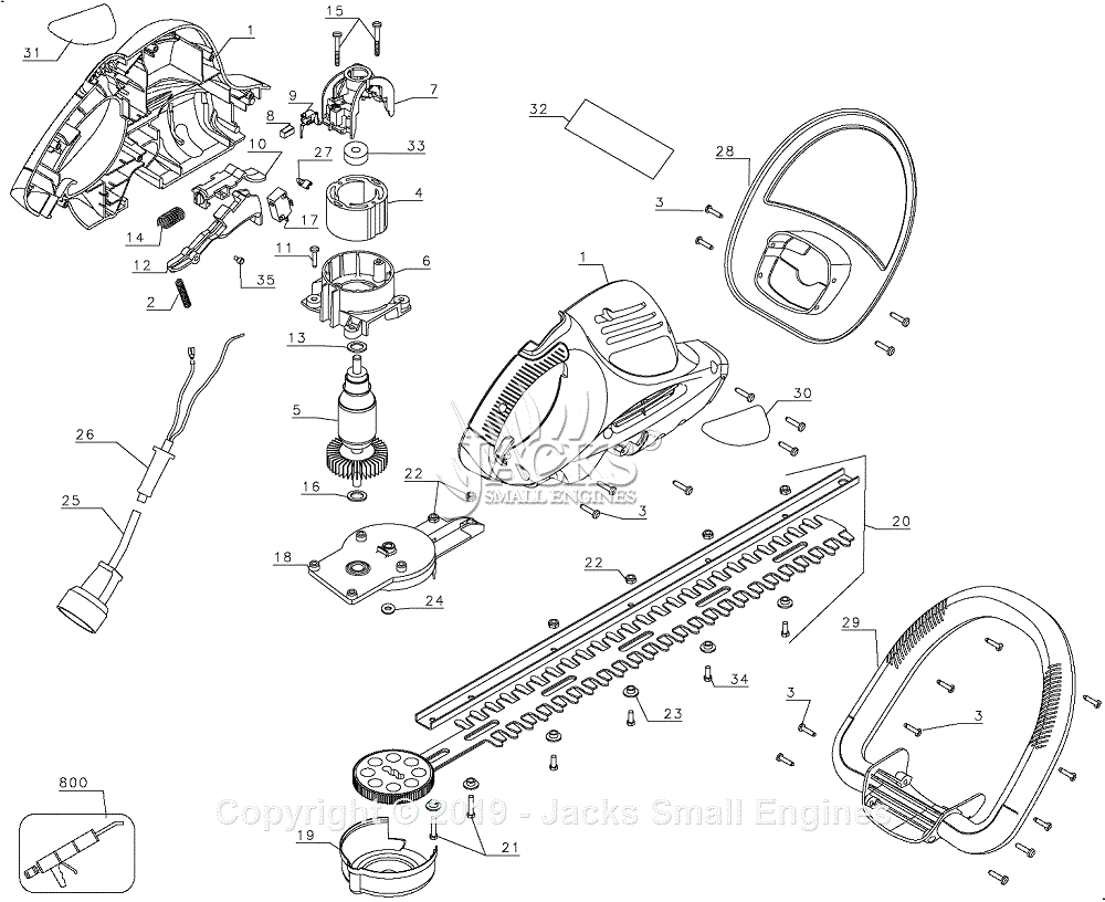 Black & Decker HS2400 Parts Diagram for Hedge Trimmer