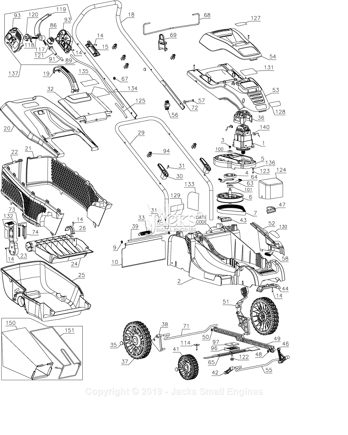 Black & Decker EM1500 Type 1 Parts Diagram for Mower
