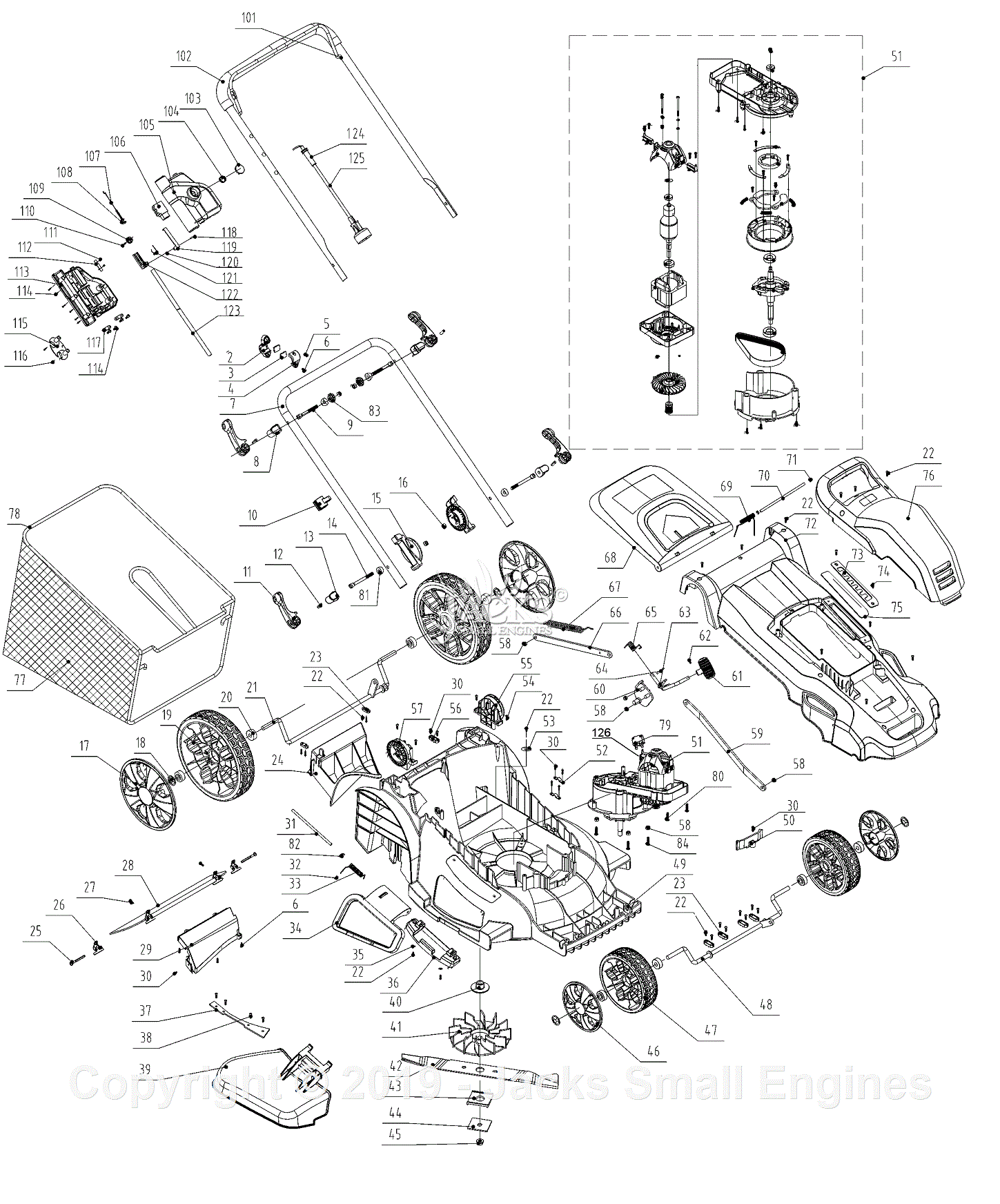 Black & Decker EM1500 Type 1 Parts Diagram for Mower