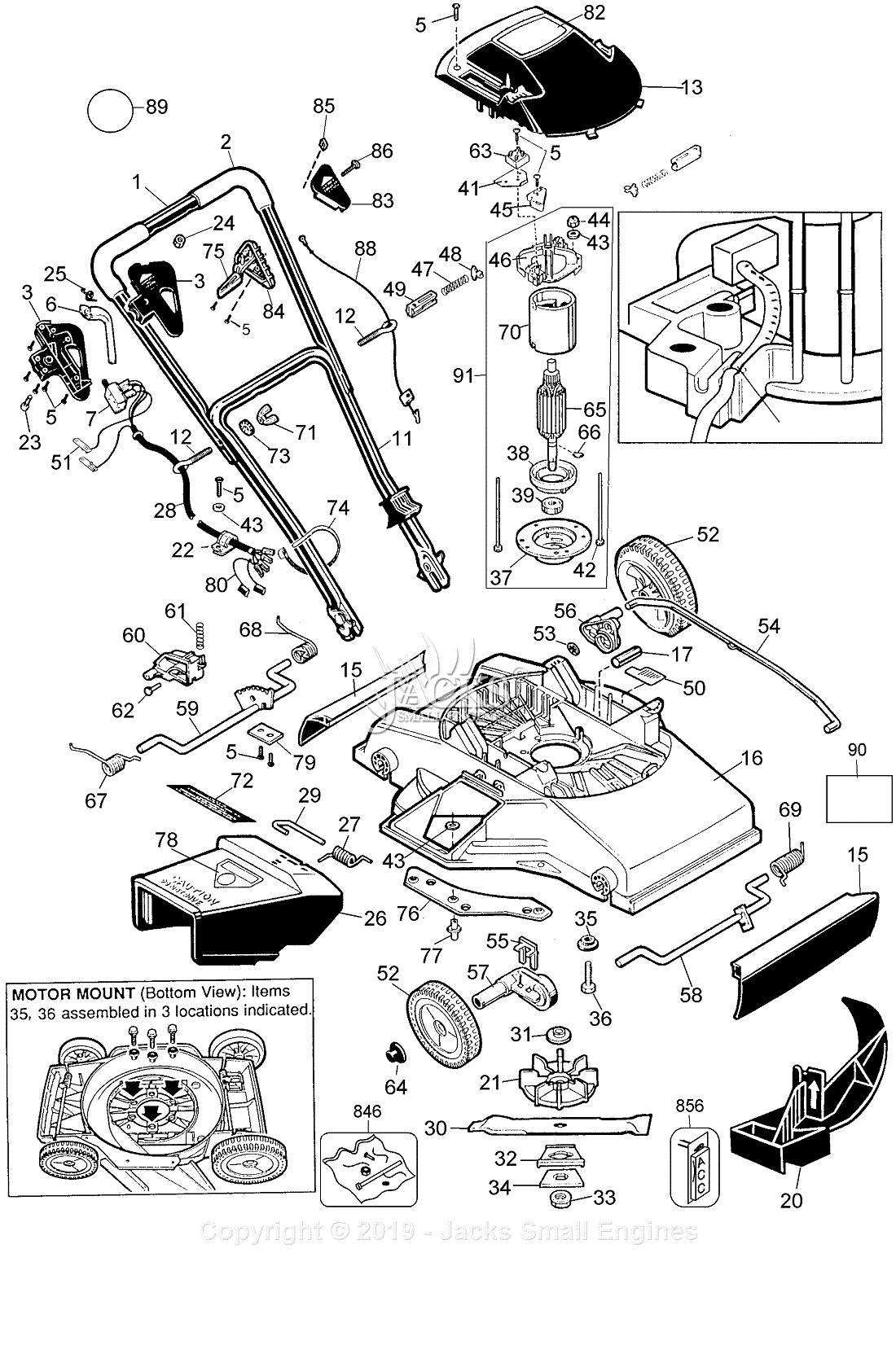Black & Decker MM600 Type 2 Parts Diagram for Mower