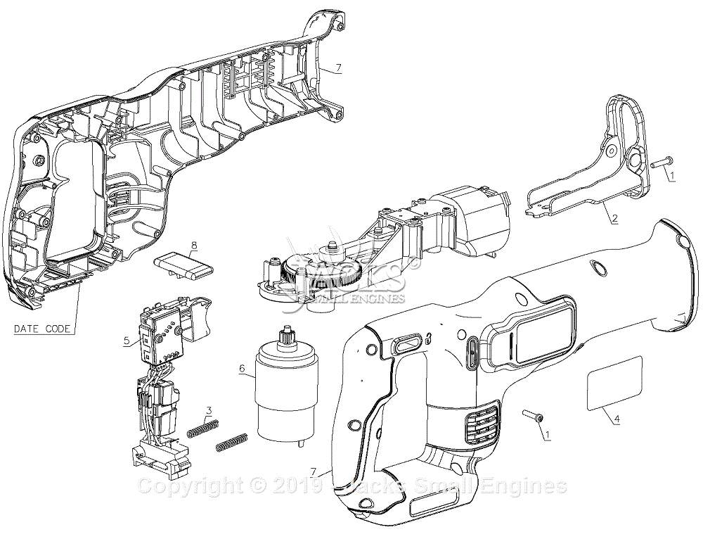 Black Decker BDCR20B Parts Diagram for Saw