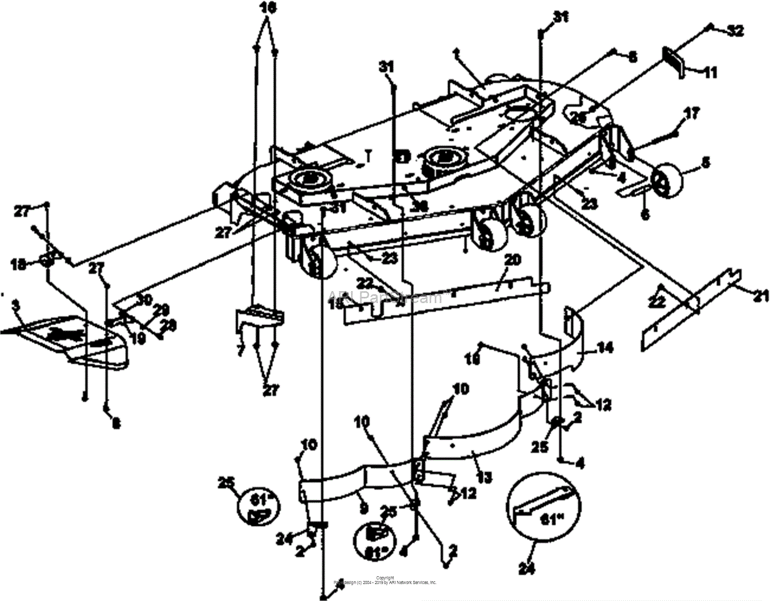 Bunton Bobcat Ryan 942521k Start S N 0100 Procat Kohler Cv740 W 61 Side Discharge Parts