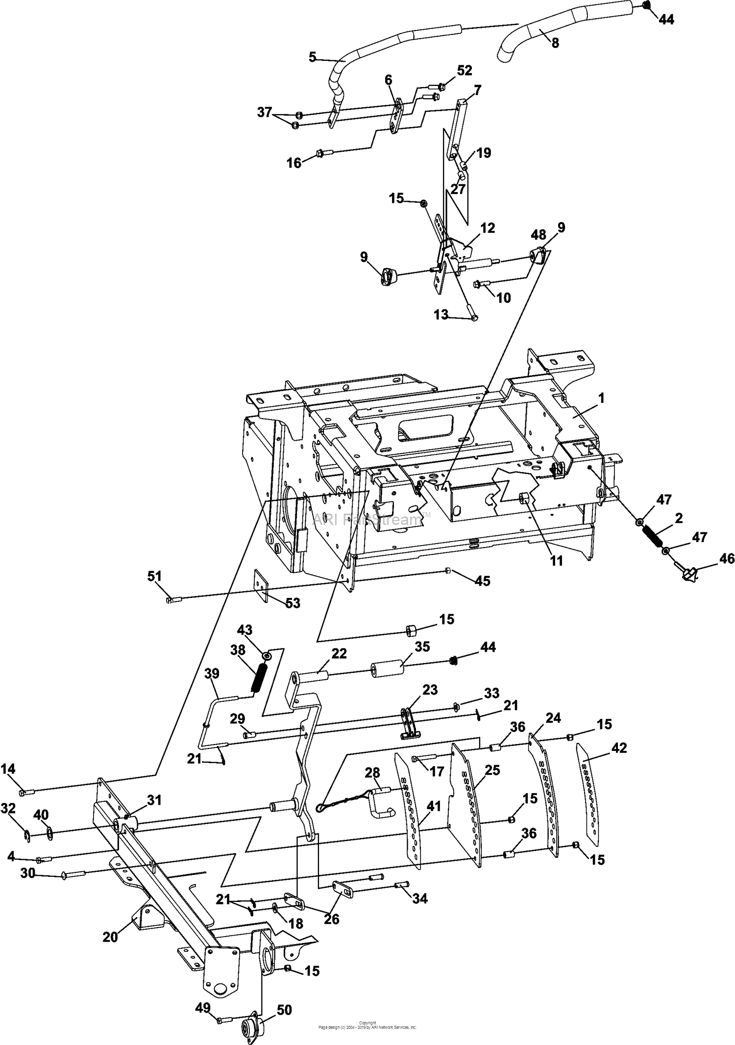 Bunton, Bobcat, Ryan ProCat Parts Diagram for STEERING/DECK LIFT