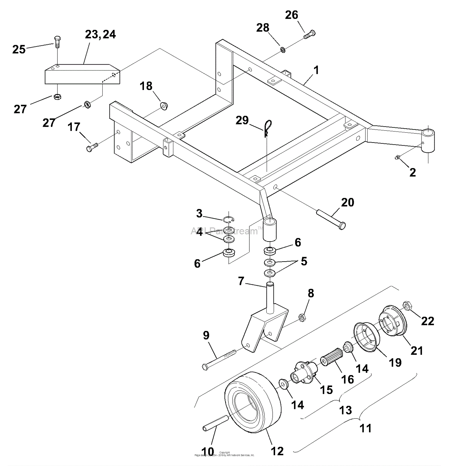 Bunton, Bobcat, Ryan 634403 - 48 Inch Width Cutterdeck Parts Diagram ...