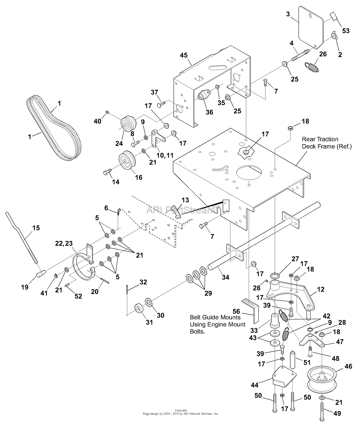 Bunton, Bobcat, Ryan 634403 - 48 Inch Width Cutterdeck Parts Diagram