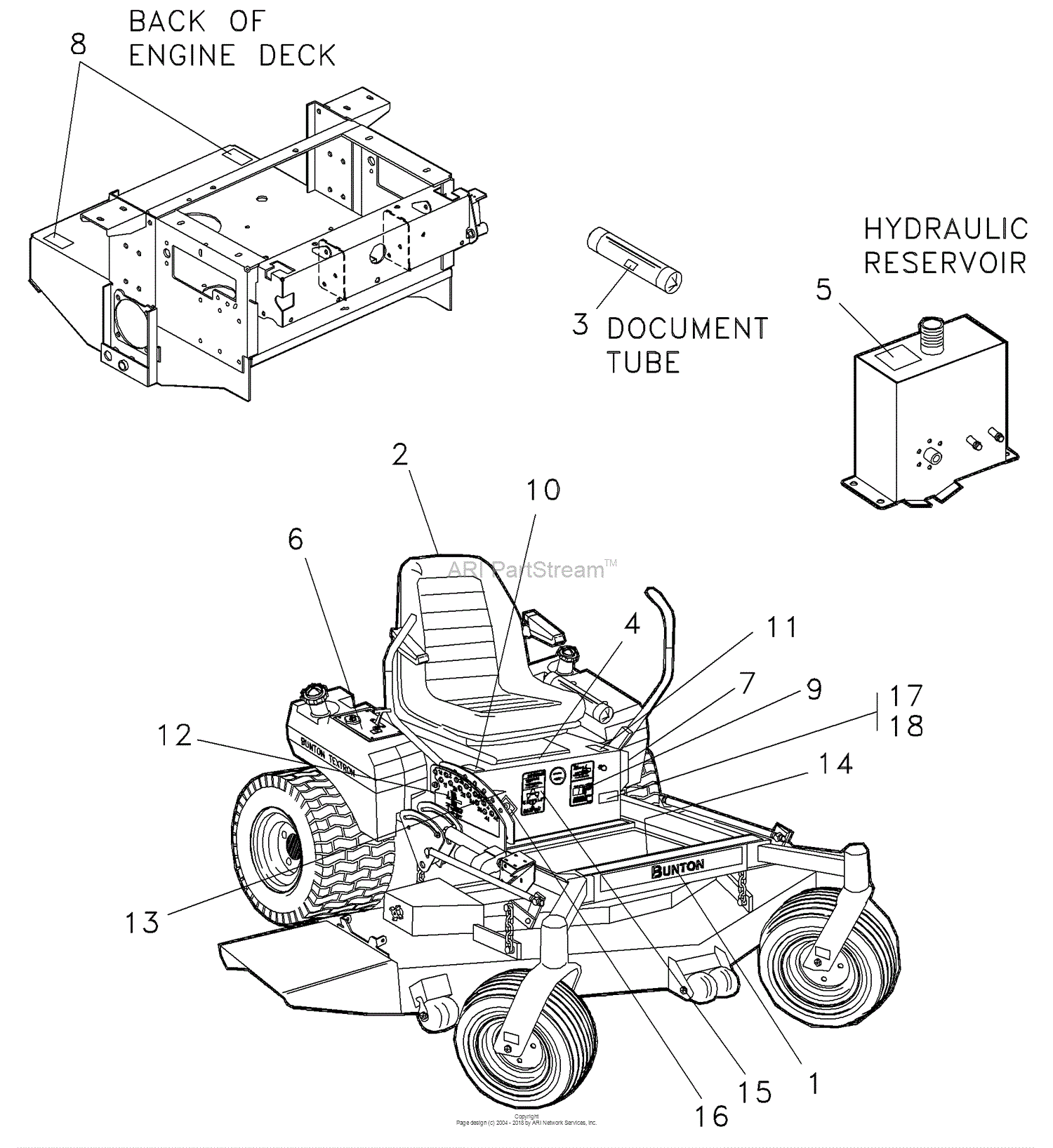 Bunton, Bobcat, Ryan 642201 - BZT 2000 Series Parts Diagram for Decals