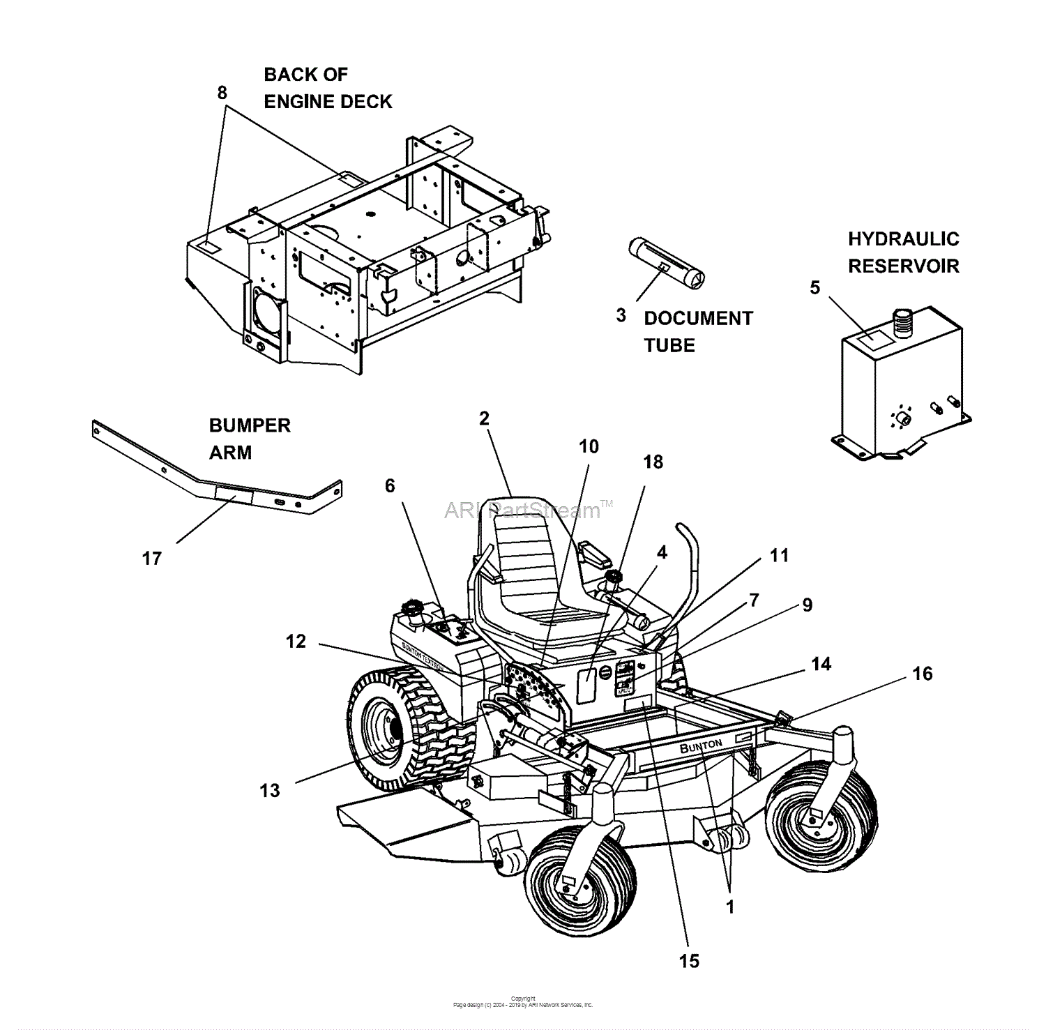 Bunton, Bobcat, Ryan 642231 BZT 2260EFI 26HP W/72 Side Discharge Parts ...