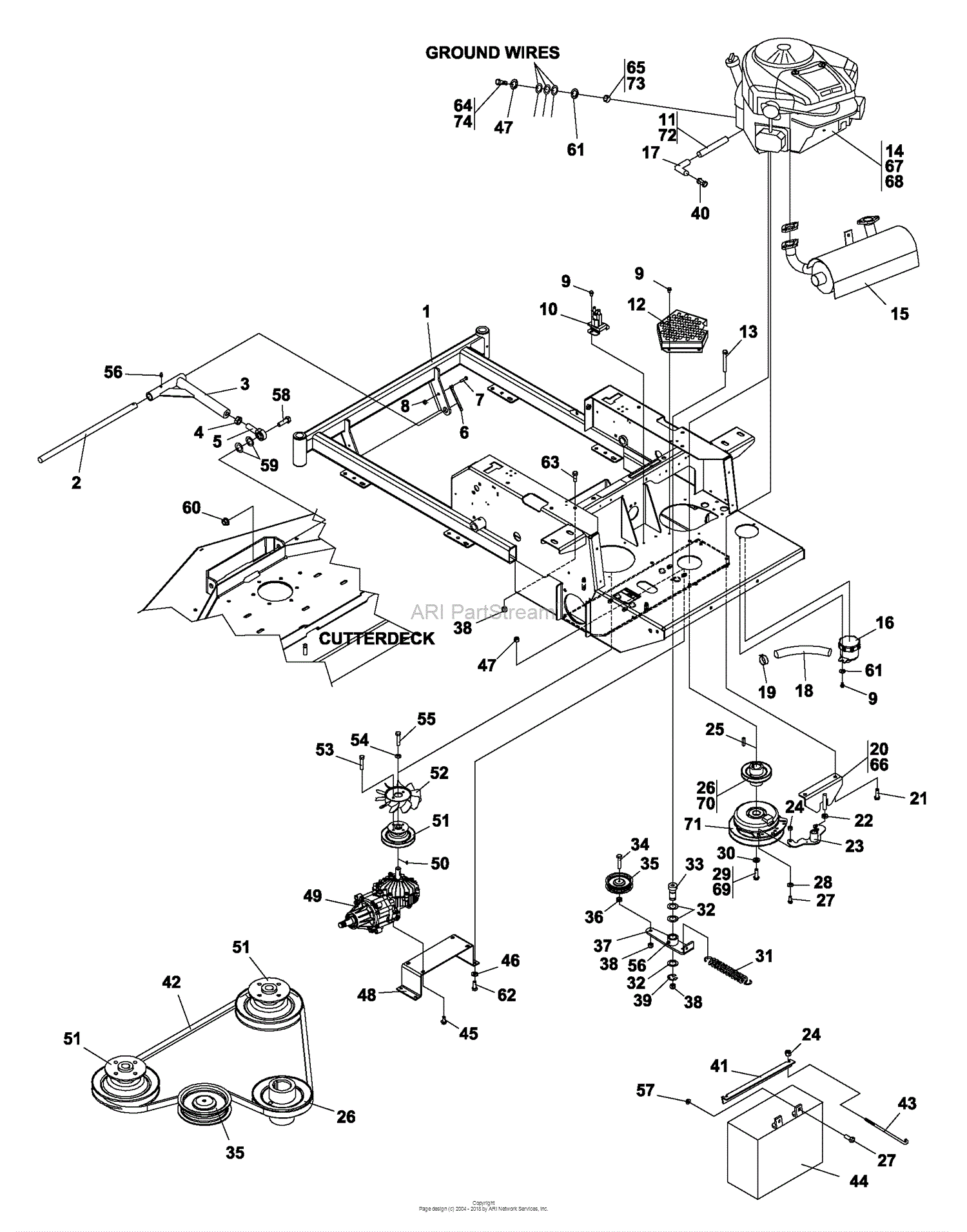 Bunton, Bobcat, Ryan 642281 Bunton EstatePro-18 HP 52 SD Parts Diagram ...