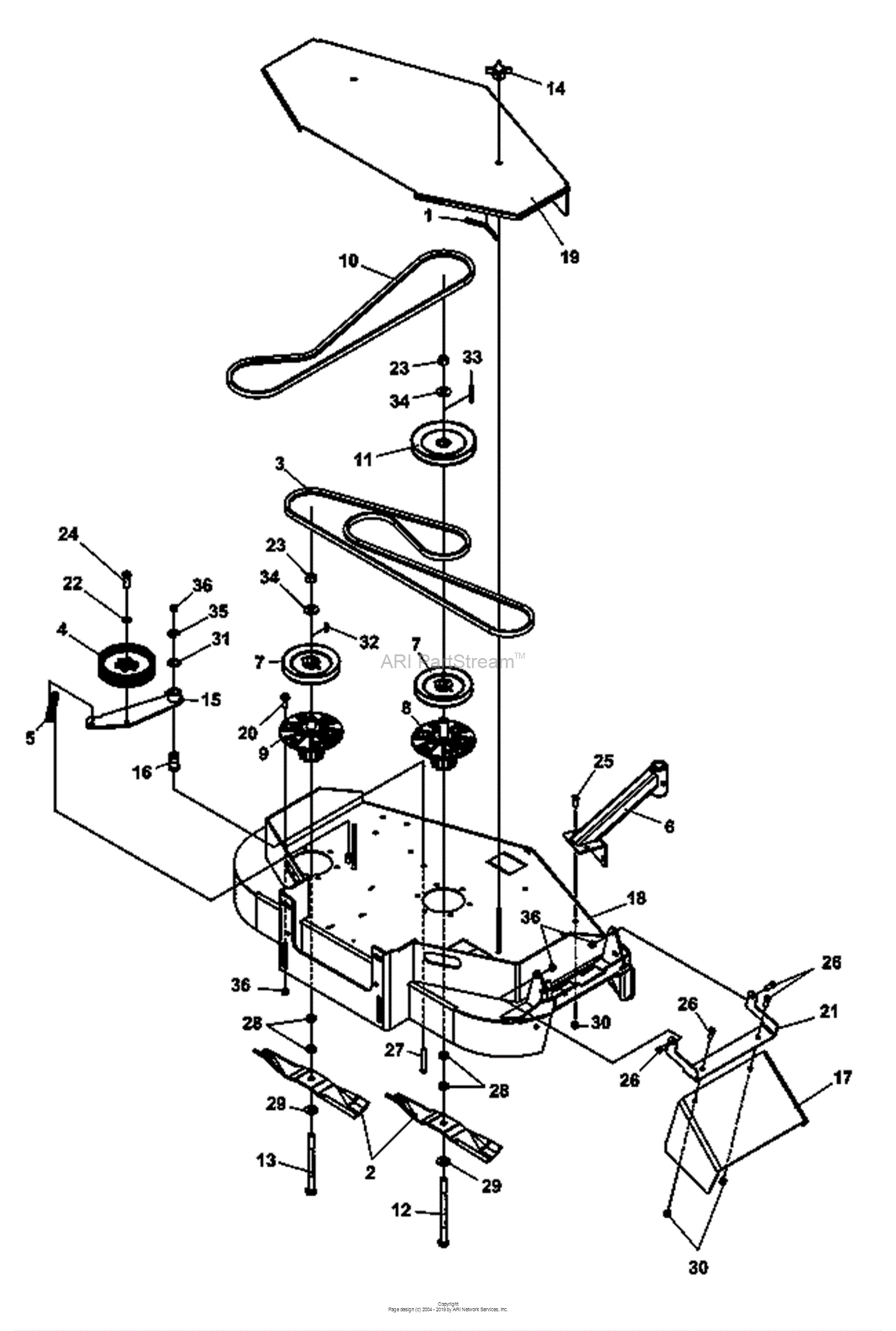 Bunton, Bobcat, Ryan 634301 48 HYDRO MID-17HP KAW KAI Parts Diagram for ...