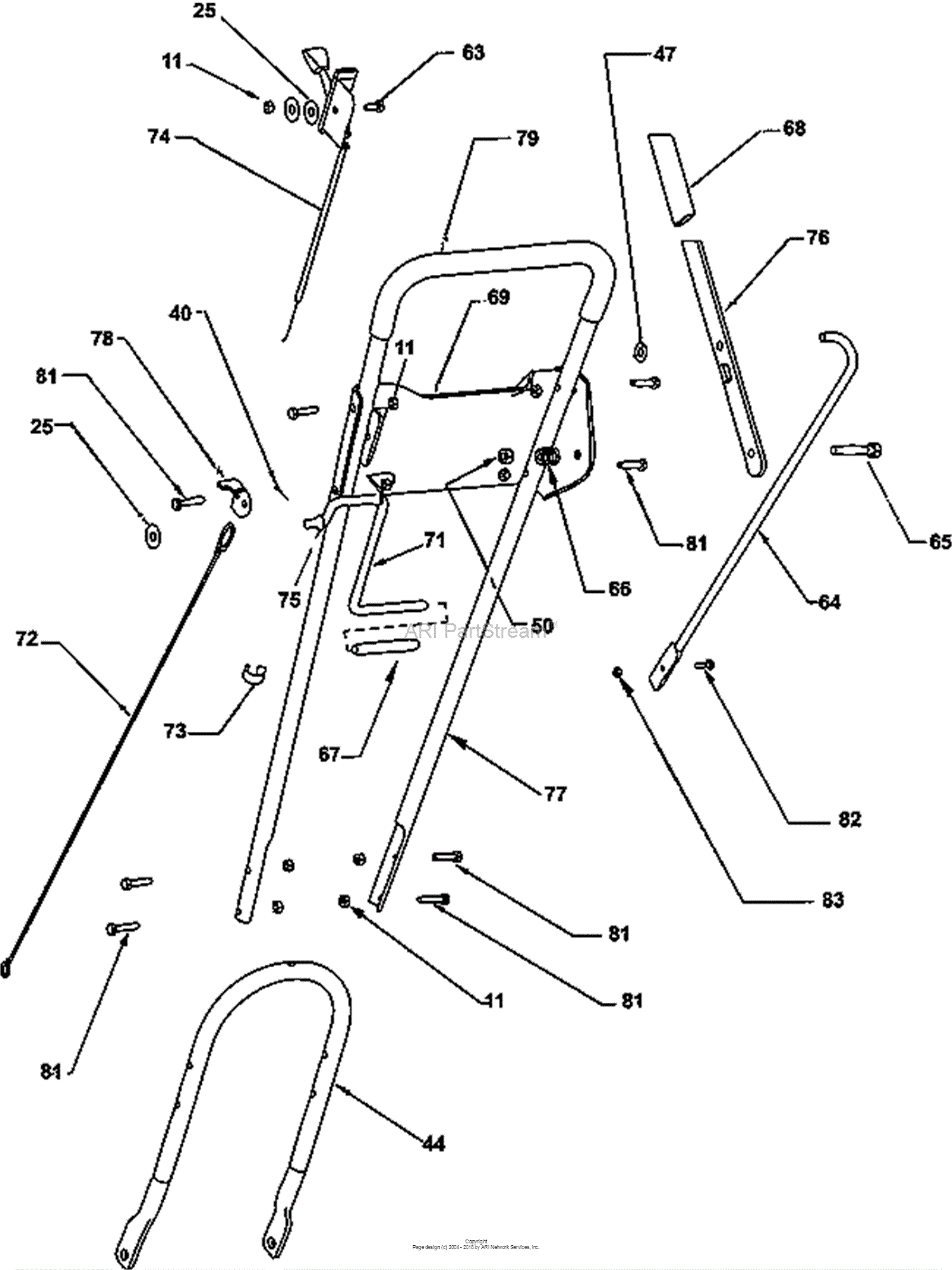 Bunton Bobcat Ryan 6033 00 01 B S Powered Edger Parts Diagram For Handle Assembly