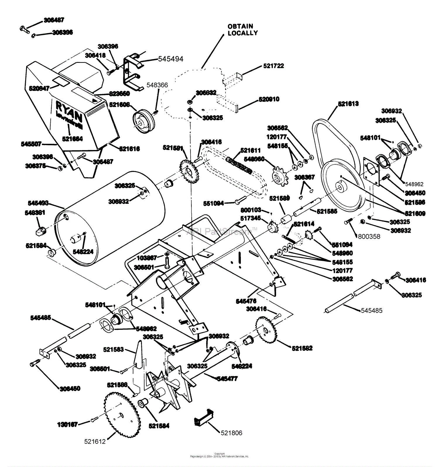 Bunton, Bobcat, Ryan 544850 1978-1985 - Lawnaire III Parts Diagram for