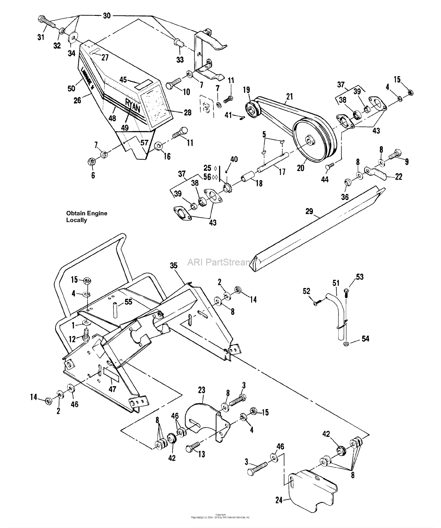 Bunton, Bobcat, Ryan 544881A Lawnaire IV, Honda Parts Diagram for 