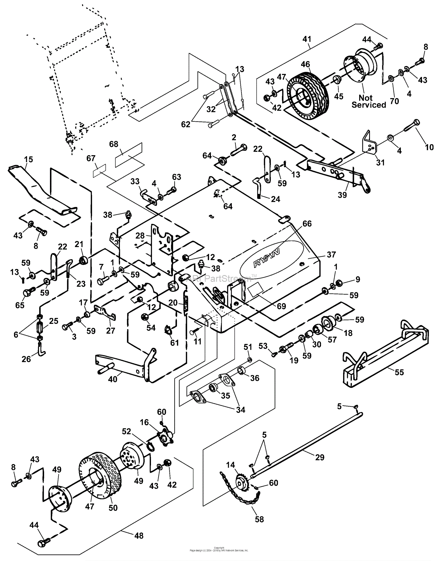 Bunton, Bobcat, Ryan 544873C MATAWAY OVERSEEDER Parts Diagram for CHASSIS