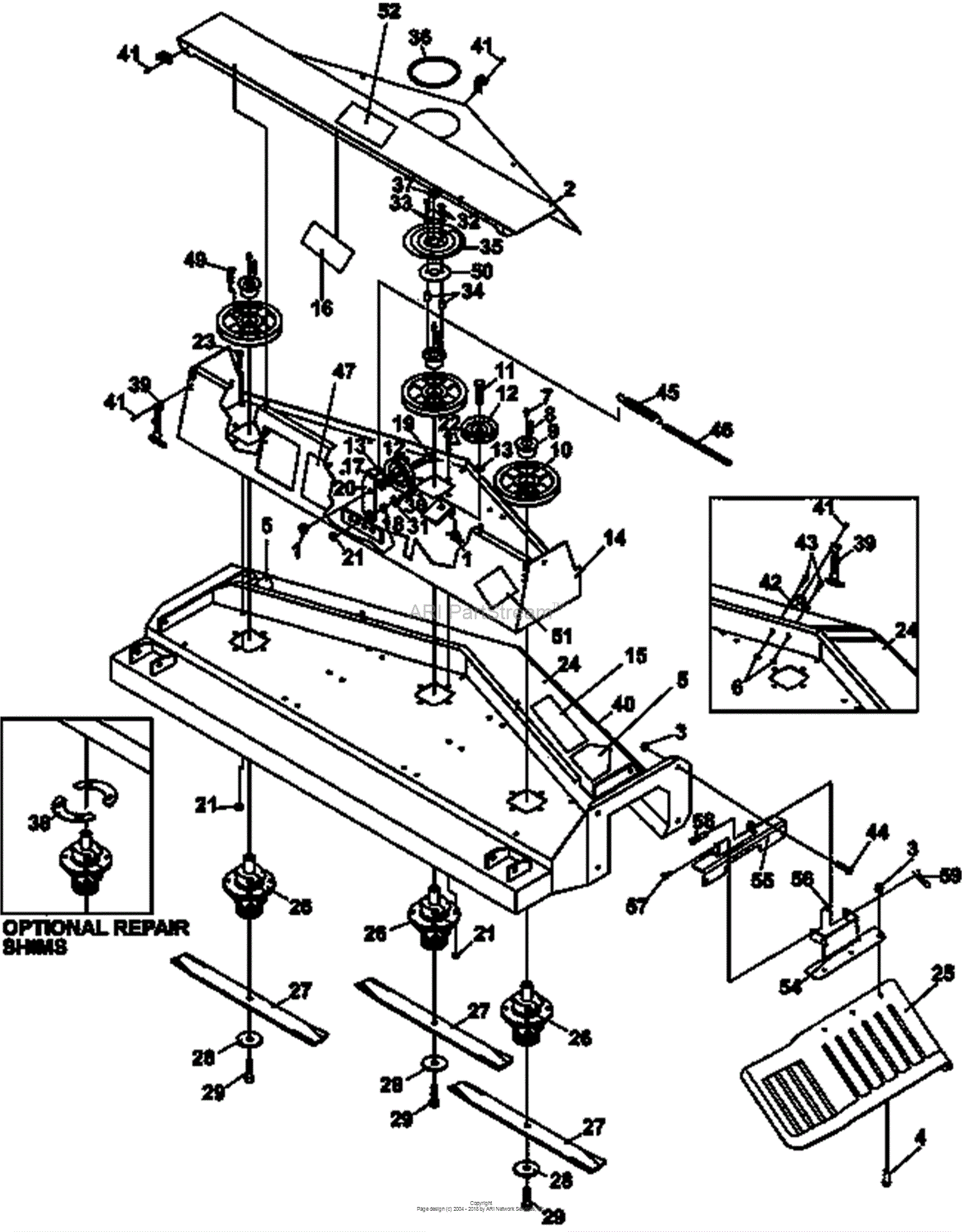 Bunton, Bobcat, Ryan 75-70860A Mower Deck 60 MD460 Parts Diagrams