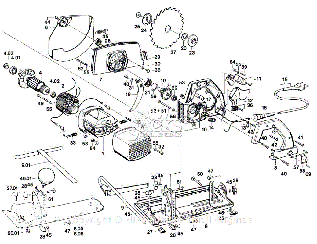 Bosch 0601555034 Circular Hand Saw Parts Diagram for Parts List