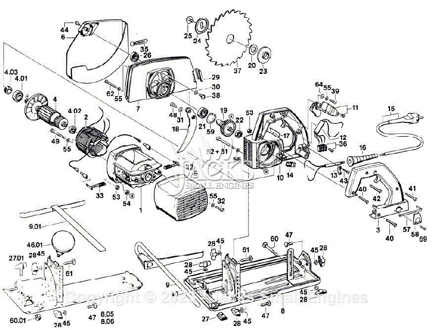 Bosch 0601556034 Circular Hand Saw Parts Diagram for Parts List