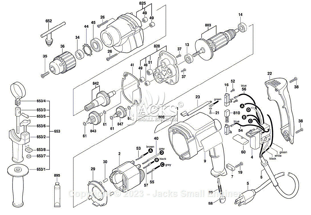 Bosch 1034 VSR 3601K496A3 Drill 1034 Vsr Parts Diagrams