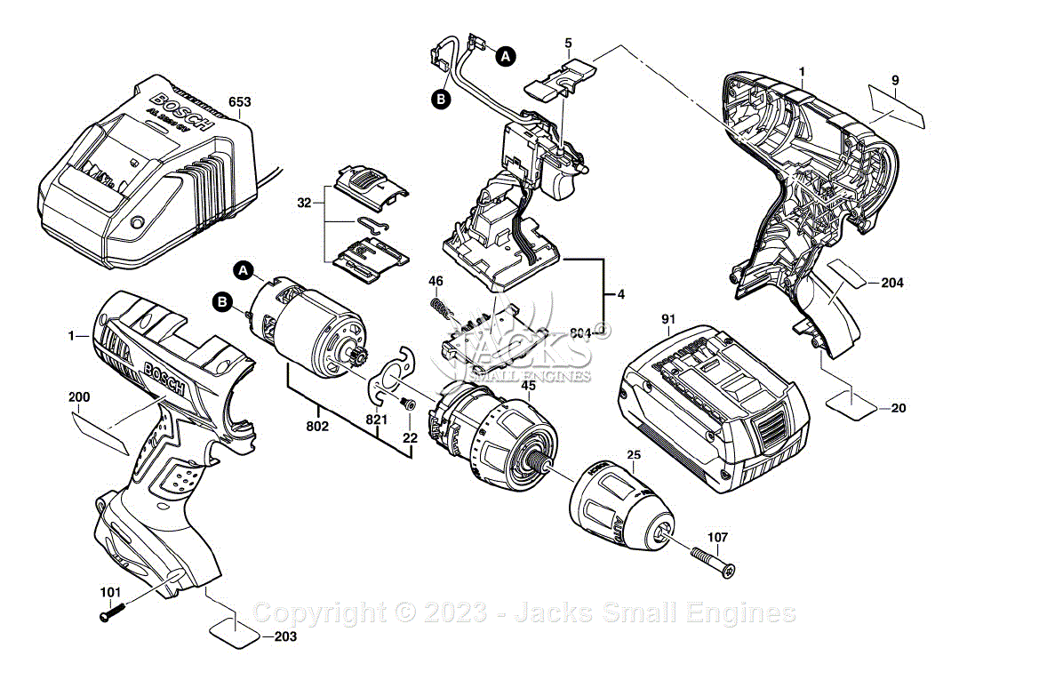 Bosch 36618 0601860311 Cordless Drill Driver Parts Diagrams