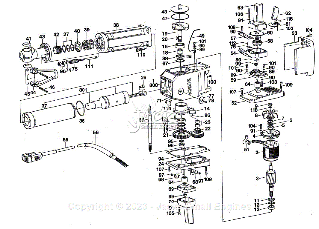 Bosch 0612307002 Demolition Hammer Parts Diagram for Parts List