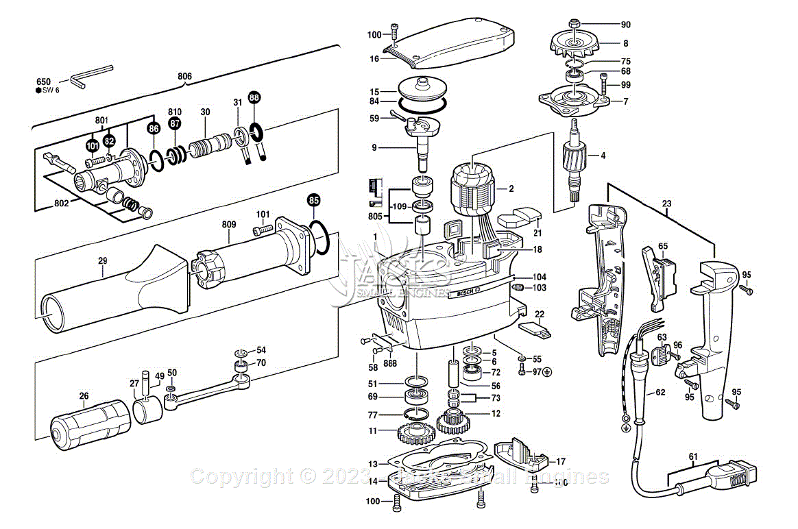 Bosch 0612310014 Demolition Hammer Parts Diagram for Parts List