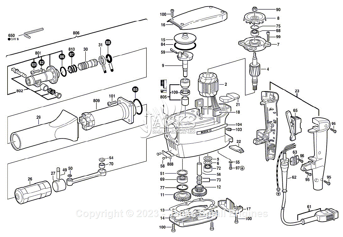 Bosch 0612310021 Demolition Hammer Parts Diagram for Parts List