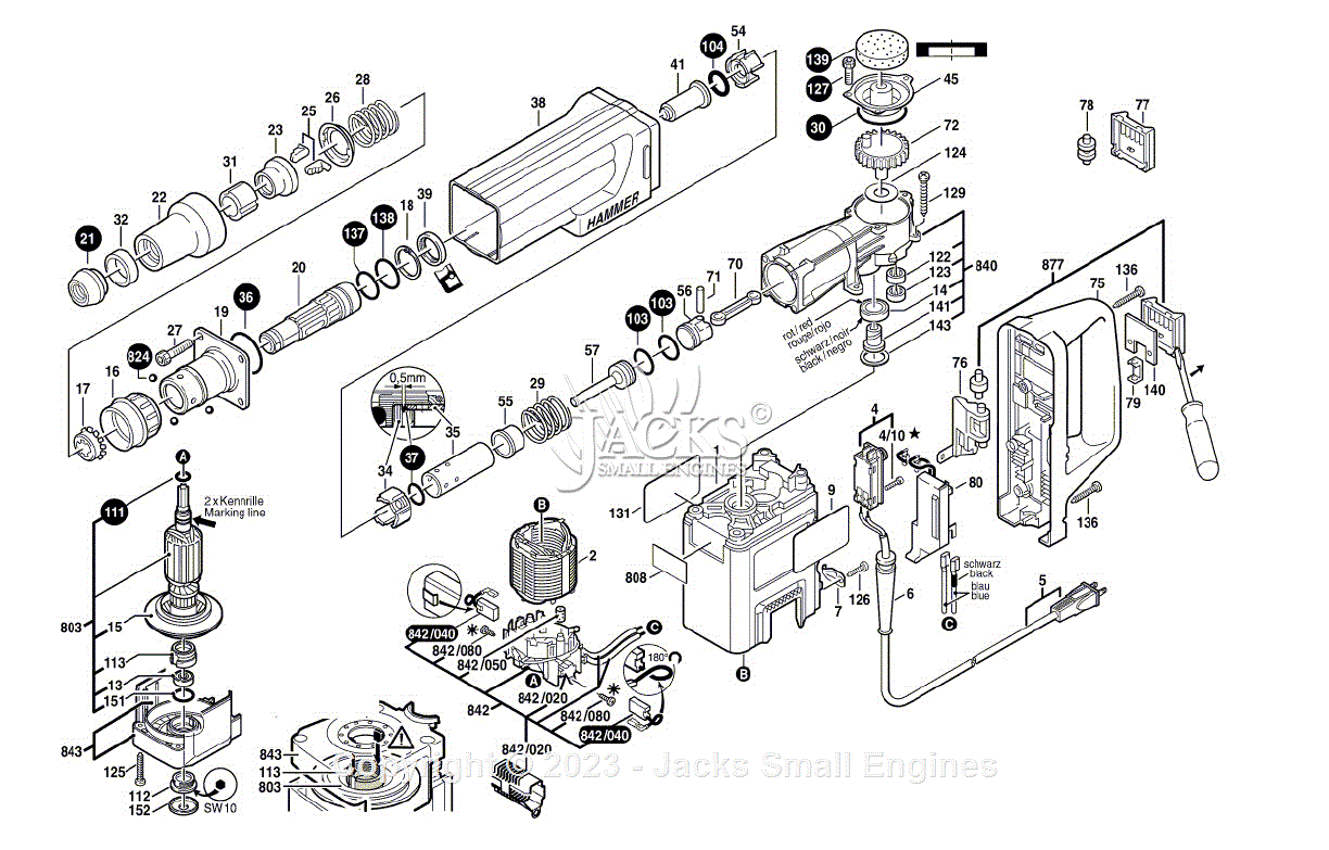 Bosch 11312E (0611312139) Demolition Hammer Parts Diagram for Parts ...