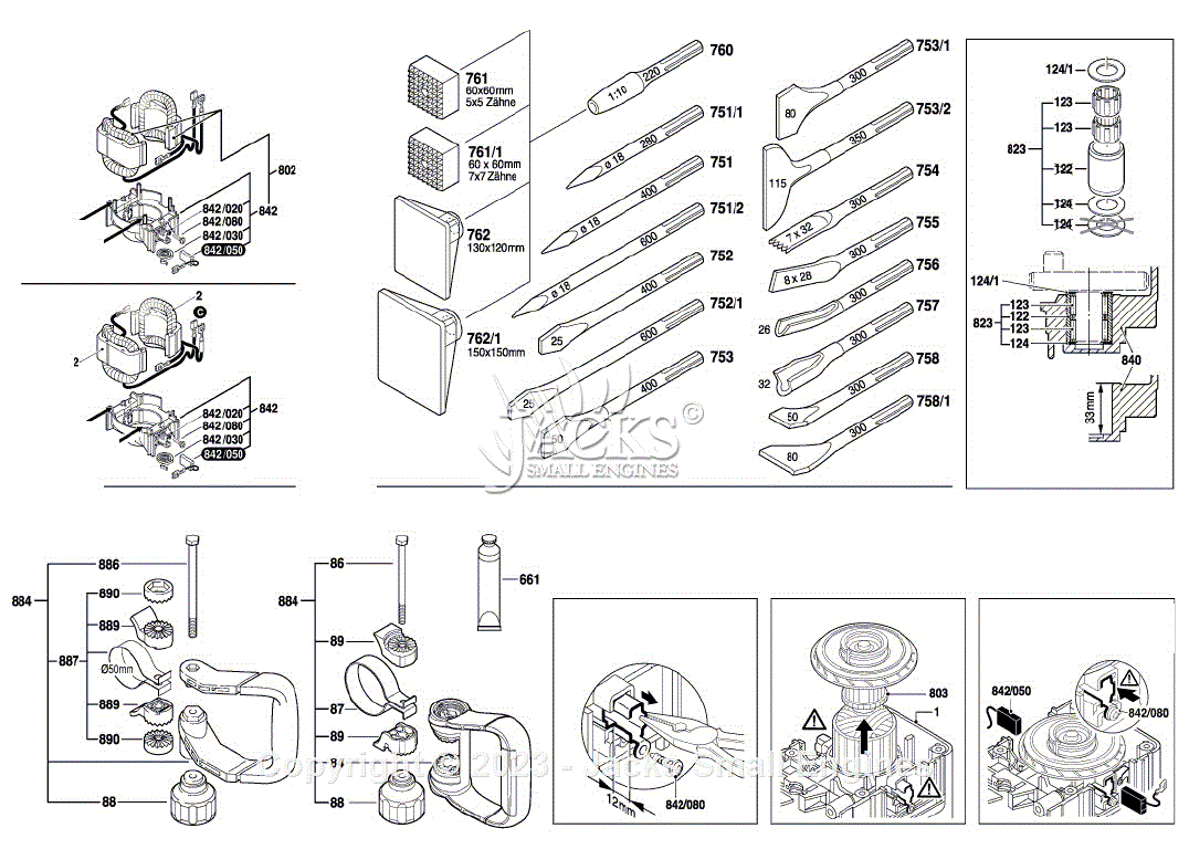 Bosch 11316EVS 0611316739 Demolition Hammer Parts Diagrams