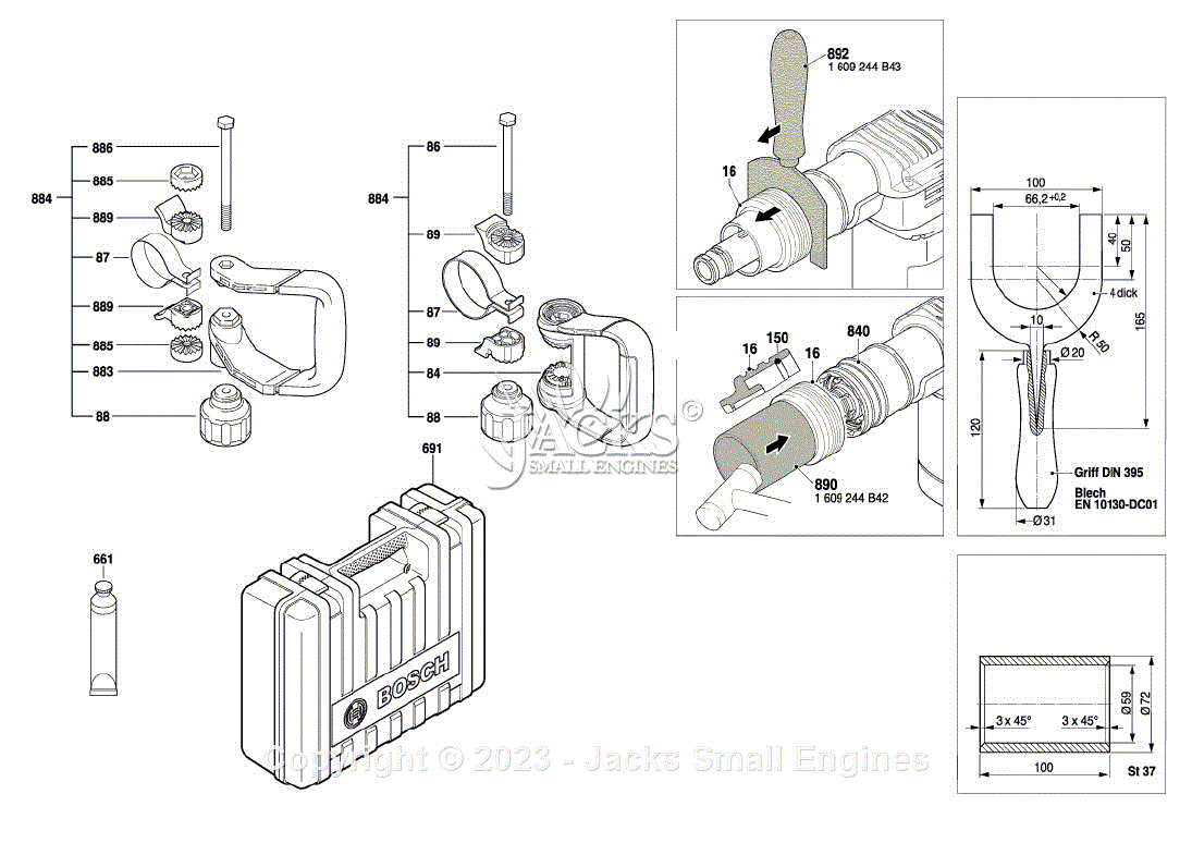 Bosch 11321EVS 3611C21012 Demolition Hammer Parts Diagram for