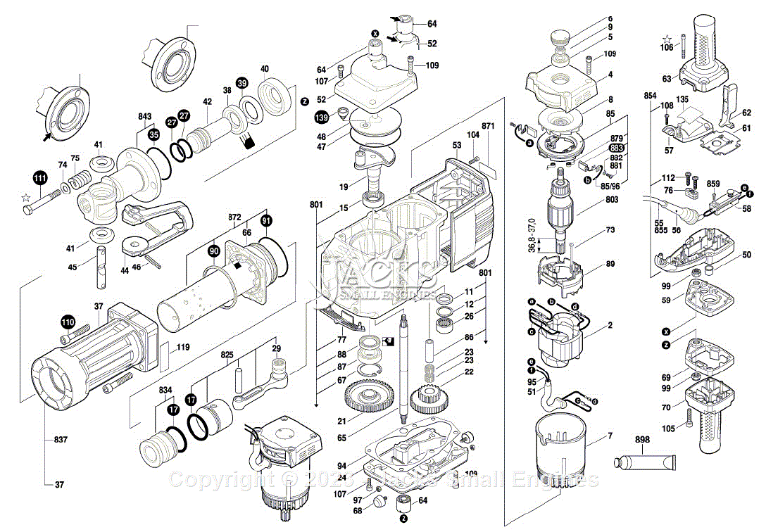 Bosch BH2760VC 3611C0A010 Demolition Hammer Parts Diagrams